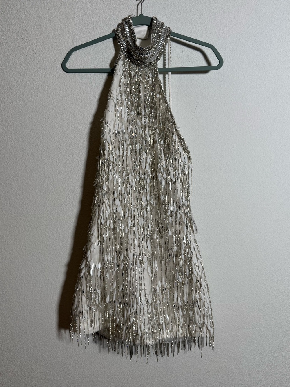 Retrofete Silver Backless Fringe Mini Dress - Picture 2 of 15